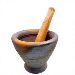 ชุดครกและสากบดสมุนไพร ทำด้วยมือ ทนทาน วัสดุธรรมชาติ อุปกรณ์ครัว - Product Image 1