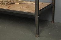 Table console d'entrée d'angle avec rangement, meuble de salon Innova Home, cadre en métal noir et plateau en bois