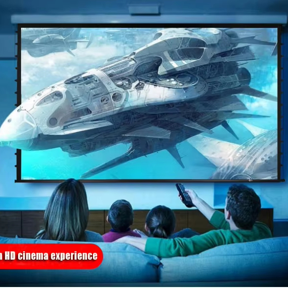 Luxury Electric Ceiling Tab Tension Projector Screen 4K Sliver with Remote 106 Inch Motorized Projection Screen Long ALR 16:9