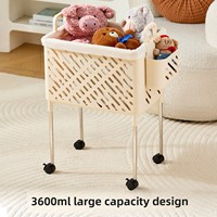 Panier à linge pliable en plastique Vante, sans pliage, avec roulettes et roulettes pivotantes, style minimaliste pour la salle de bain