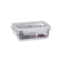 Boîte Bento JENSON en Verre Borosilicate Haute Transparente pour Micro-Ondes, Boîte à Lunch Rectangulaire Sûre avec Couvercle Scellé Résistant à la Chaleur