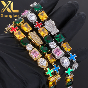 กำไลข้อมือเซอร์คอนสีสันสดใส คุณภาพพรีเมียม สำหรับขายส่ง B2B ตัดแบบบริลเลียนท์ ประดับเพชรแบบกรงเล็บ เงินแท้ S925 ชุบทอง 18K ดีไซน์แบบ Halo  เครื่องประดับฮิปฮอป รับผลิตแบบ OEM - Product Image 4