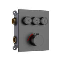 Montage mural en laiton dissimulé à trois voies intégré thermostatique bouton poussoir bain douche robinet douche mitigeur