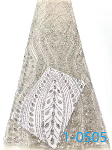 Tissu en <span class=keywords><strong>dentelle</strong></span> française brodé de sequins et de pierres africaines, 5 yards, pour <span class=keywords><strong>mariage</strong></span>, vente en gros - Product Image 3