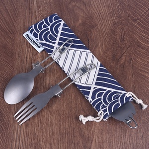 <span class=keywords><strong>Set</strong></span> di Posate Pieghevoli in Titanio MIlicamp, Kit Completo 3 Pezzi, Utensili da Campeggio Ecologici e Durevoli - Product Image 4