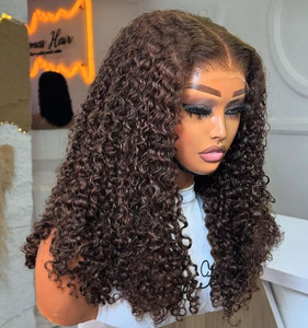 Perruques courtes bob couleur ombrée marron <span class=keywords><strong>boucles</strong></span> crépues dentelle transparente 13x4 densité 250% cheveux brésiliens - Product Image 5