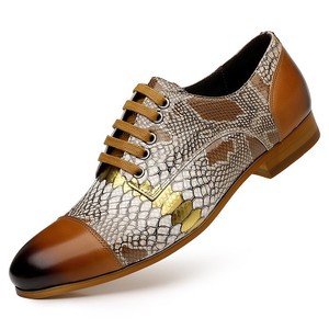 Chaussures habillées pour hommes en cuir véritable à bout pointu, lacets, imprimés animaliers, pour le bureau et la carrière, toutes saisons, tendance mode - Product Image 4