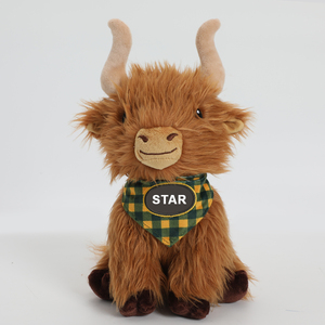 Vente Flash : Peluche Vache des Highlands Moelleuse, Bovin en Peluche Doux avec Bandana Adorable, Jouet Animal de Ferme Unique - Product Image 2