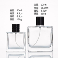 Bouteilles de parfum en verre de luxe personnalisées Cube carré de 30ml 50ml 100ml Tailles transparentes 100ml Produit du fabricant