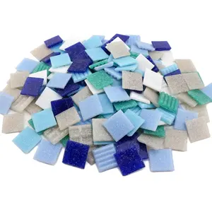 Various Colors Hot Melt Vitreous Square Bulk Art Diy Mosaic Glass Tiles For Crafts