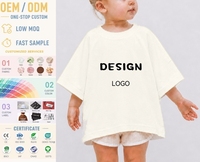 T-shirt pour bébé et enfant en coton 100% lourd, avec logo personnalisé OEM, épaules tombantes surdimensionnées, unisexe, garçons et filles, streetwear