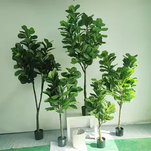 100cm 39 Inch Faux Bonsai Ficus Lyrata Plants Artificial Potted Fiddle-Leaf Fig Plants For Indoor Home Decor