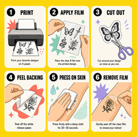 Papier de transfert pour tatouage temporaire imprimable DIY A4 vierge pour imprimante jet d'encre, autocollant de tatouage factice personnalisé pour l'art corporel