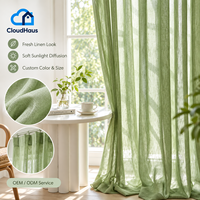 Échantillon de couleur : Rideaux transparents en faux lin couleur champagne, neutres et chaleureux, sur mesure pour la décoration intérieure de fenêtres de salon moderne