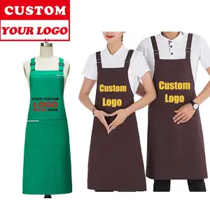 Tablier de cuisine de chef en tissu de coton avec logo personnalisé tablier de serveur avec logo personnalisé pour hommes