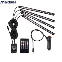 Éclairage d'ambiance intérieur de voiture, bande LED à commande vocale via application mobile, alimentation USB allume-cigare, accessoires d'éclairage de pieds pour voiture