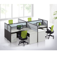 Prix d'usine, cloisons de bureau, postes de travail en forme de L pour 2 personnes avec 2 tiroirs, séparateur en verre, bureau de travail
