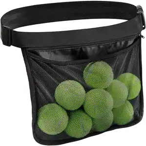 Polyester Golf Pickleball Holder Unisex Tennis Ball Waist Fanny Pack Zipper Ball Bag Mesh Pouch Sport Tennis Balls Holder