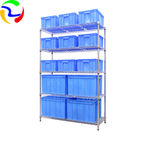 Étagère de rangement en acier inoxydable avec grille métallique, finition chromée, antistatique, pour entrepôt et usage domestique, avec roulettes