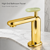 Robinet de lavabo de salle de bain moderne en laiton massif, monocommande, monotrou, mitigeur chaud/froid avec poignée style pierre