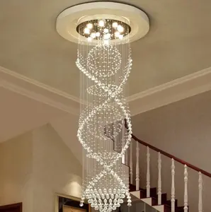 Modern K9 Crystal Spiral Raindrop Chandelier Lighting Flush Mount LED Ceiling Light Fixture