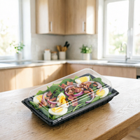 Conteneur alimentaire en plastique avec couvercle, PET de qualité alimentaire, transparent, personnalisable pour sandwich, pizza, hamburger, salade, en-cas