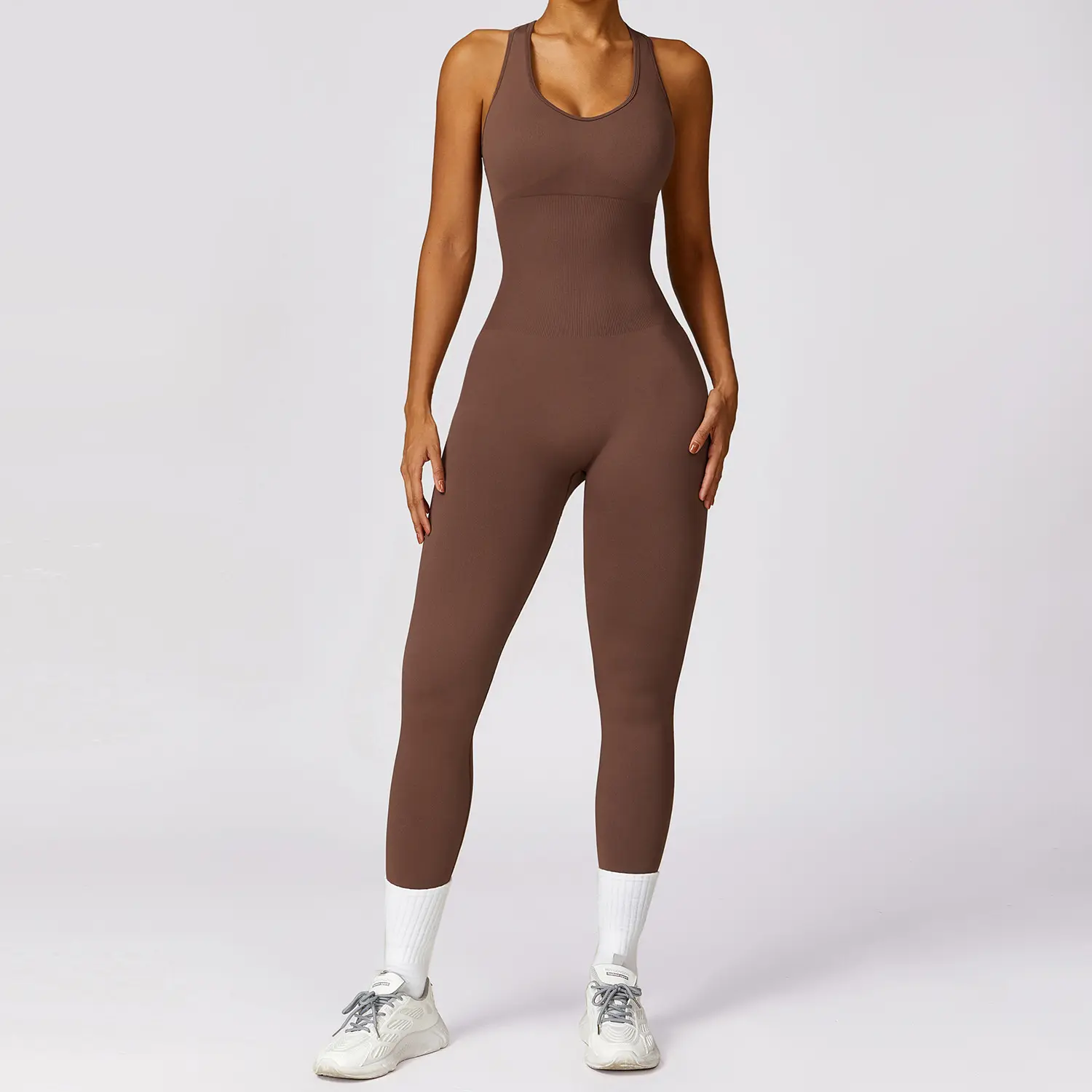 Tuta personalizzata alta qualità abbigliamento attivo traspirante morbido Yoga un pezzo completo elasticizzato tuta da ginnastica per le donne