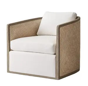 Muebles para el hogar, sillón giratorio de ratán, lujoso y lujoso, estilo americano