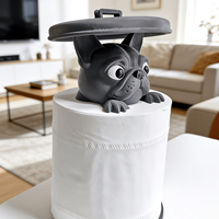 Porte-rouleau de papier style pirate pour bouledogue français, support de mouchoirs imprimé en 3D, figurine créative de chien, décoration d'art artisanal pour salle de bain et maison, cadeau