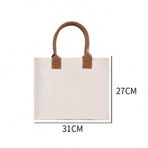 Bolsa de Lona Cuadrada de Alta Calidad para Mujer, con Logotipo Personalizado, Bolsa de Compras de Lona de Algodón Laminada con Asa de PU - Product Image 4