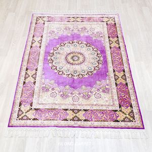 Tapis <span class=keywords><strong>Hamadan</strong></span> 4,3x6,2 pieds, style Bosphore, persan, afghan, vente, toucher turc, vintage, tapis en soie violet - Product Image 2