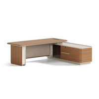 Bureau de direction avec lampe LED, meuble de rangement, design moderne, pour directeur général, superviseur, table et chaise haut de gamme, ambiance élégante