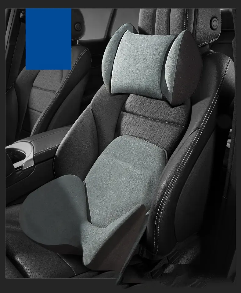 Reposacabezas de asiento de coche, almohada de cintura transpirable, Material de piel con esponja de memoria giratoria, adecuado para modelo Tesla, multicolor, 2023