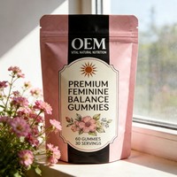 Gummies Équilibre Hormonal Femme OEM/ODM Myo-Inositol Vitamine D3 Mélange Herbal Antioxydant Végétalien Produits de Beauté Reproductive