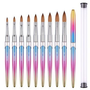 Pinceau à ongles professionnel en poils de Kolinsky pour nail art, sculpture et décoration de cristaux, avec manche métallique confortable et durable, outil de salon en acrylique - Product Image 5
