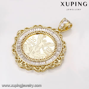 A00915627 مجوهرات xuping الكلاسيكية الدين سلسلة روي الحدود الملاك عملة الماس 14K قلادة مطلية بالذهب - Product Image 6