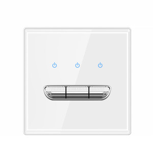 白色杠杆开关插座钢化玻璃面板北欧风格创意家用墙壁电源86墙壁开关 - Product Image 3