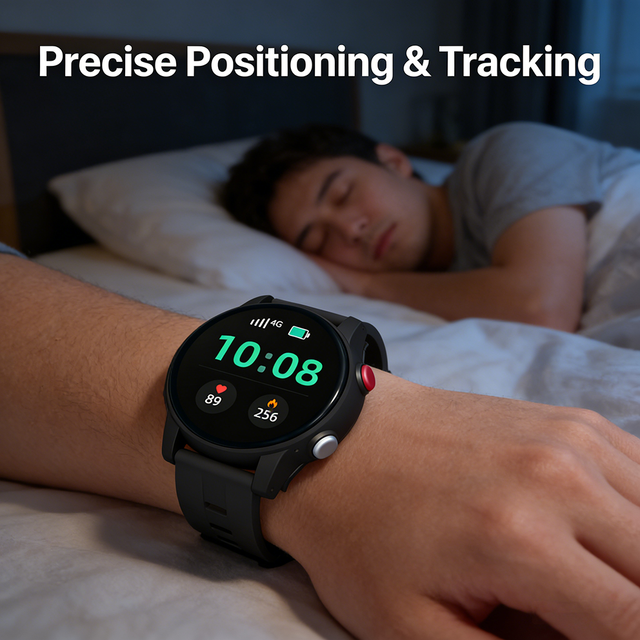 IP67 Waterproof 4G LTE Smart Watch with AMOLED Screen, GPS Tracker, One Button SOS, Health Monitoring Elderly Smart Watch