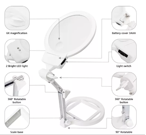 Support métallique pliant <span class=keywords><strong>de</strong></span> bureau base <span class=keywords><strong>de</strong></span> <span class=keywords><strong>loupe</strong></span> <span class=keywords><strong>avec</strong></span> échelle double lumières LED 2.5 fois 5 fois <span class=keywords><strong>lampe</strong></span> <span class=keywords><strong>de</strong></span> <span class=keywords><strong>table</strong></span> lecture broderie - Product Image 3