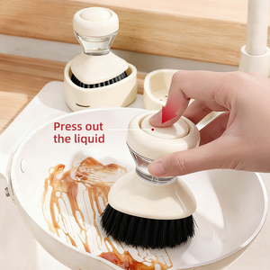 Brosse de lavage de vaisselle pratique avec distributeur de liquide, couleur/logo personnalisés, en plastique résistant à l'usure, outil de nettoyage pour la cuisine domestique - Product Image 6