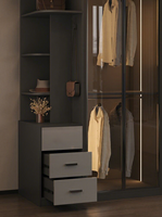 Armoire moderne de luxe légère en bois massif blanc avec porte vitrée personnalisée pour chambre à coucher et dressing