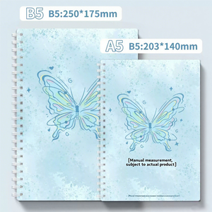 Bướm A5 xoắn ốc máy tính xách tay với dày PVC cứng Bìa 60 tấm xoắn ốc ràng buộc bên trong trang dễ thương phong cách cho các trường học hoặc văn phòng sử dụng - Product Image 3