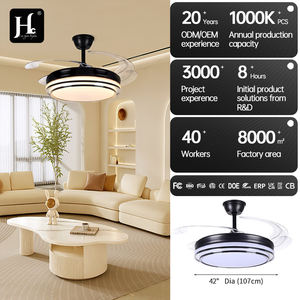 Lámpara de Techo LED de Lujo para Dormitorio con Ventilador, Pantalla de Acrílico, Ventilador de Techo con Aspas Retráctiles, Ventilador de Techo con Luz - Product Image 4