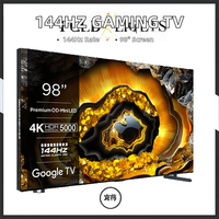 Téléviseur de jeu haute technologie 144Hz VRR Quad-Core 98 pouces QLED 4K Google TV HDR 5000 Nits Noir Caméra intégrée USB/WiFi6 Certifié CE