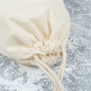 Sacs à cordon en coton pur avec logo personnalisé, 7x9cm, 5oz GSM, pochette en mousseline naturelle, sac à bijoux recyclable pour cadeau, artisanat, thé, bonbons - Product Image 5