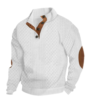 Pull en tricot jacquard uni tendance pour homme, style européen et américain, collection automne/hiver, en polyester, chaud et texturé, décontracté