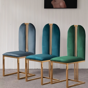 Sillas de comedor de acero inoxidable dorado de lujo, diseño moderno con material de PU, hoteles, restaurantes, salas de banquetes, habitaciones privadas, familias - Product Image 3