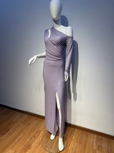 Gaun Pesta Lavender A11605 Satu Bahu Berpayet - Gaun Malam Formal Lengan Panjang Asimetris dengan Belahan Tinggi - Product Image 5