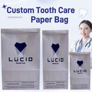 Sacs de livraison dentaires personnalisés imperméables pour cliniques, sacs en papier blanc avec logo, sacs à soufflet en papier pour stérilisation dentaire avec fermeture à lien métallique, pour offres promotionnelles - Product Image 2