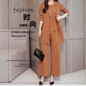 Traje Largo <span class=keywords><strong>de</strong></span> Tres Piezas <span class=keywords><strong>para</strong></span> <span class=keywords><strong>Mujer</strong></span>, Traje Elegante Adelgazante, Talla Grande, Primavera y Otoño - Product Image 3